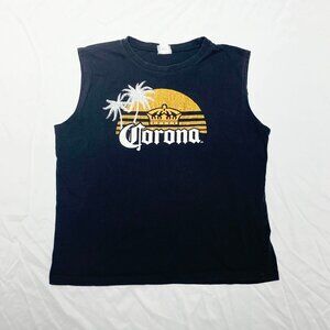 Vintage Corona Extra Beer Beach Crown Men's Black Muscle Shirt